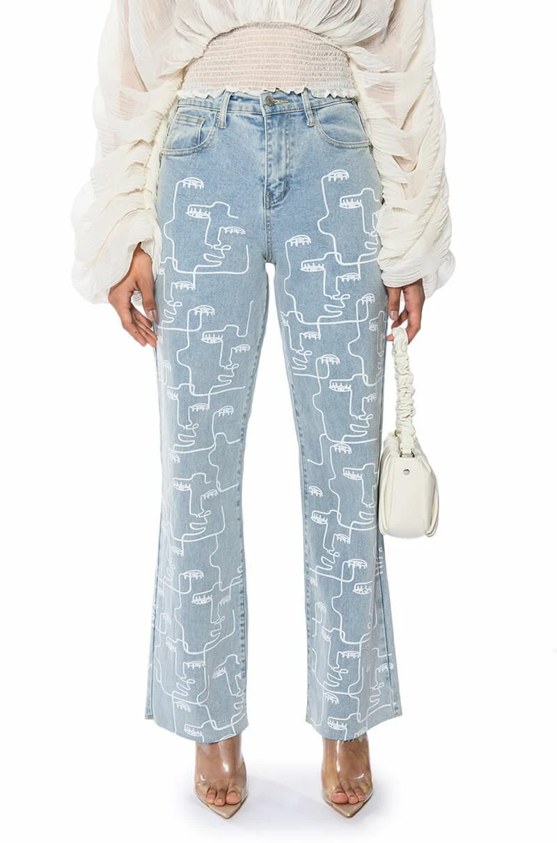 MULTIPLE FACES HIGH WAISTED STRAIGHT JEANS 1 MULTIPLE FACES HIGH WAISTED STRAIGHT JEANS