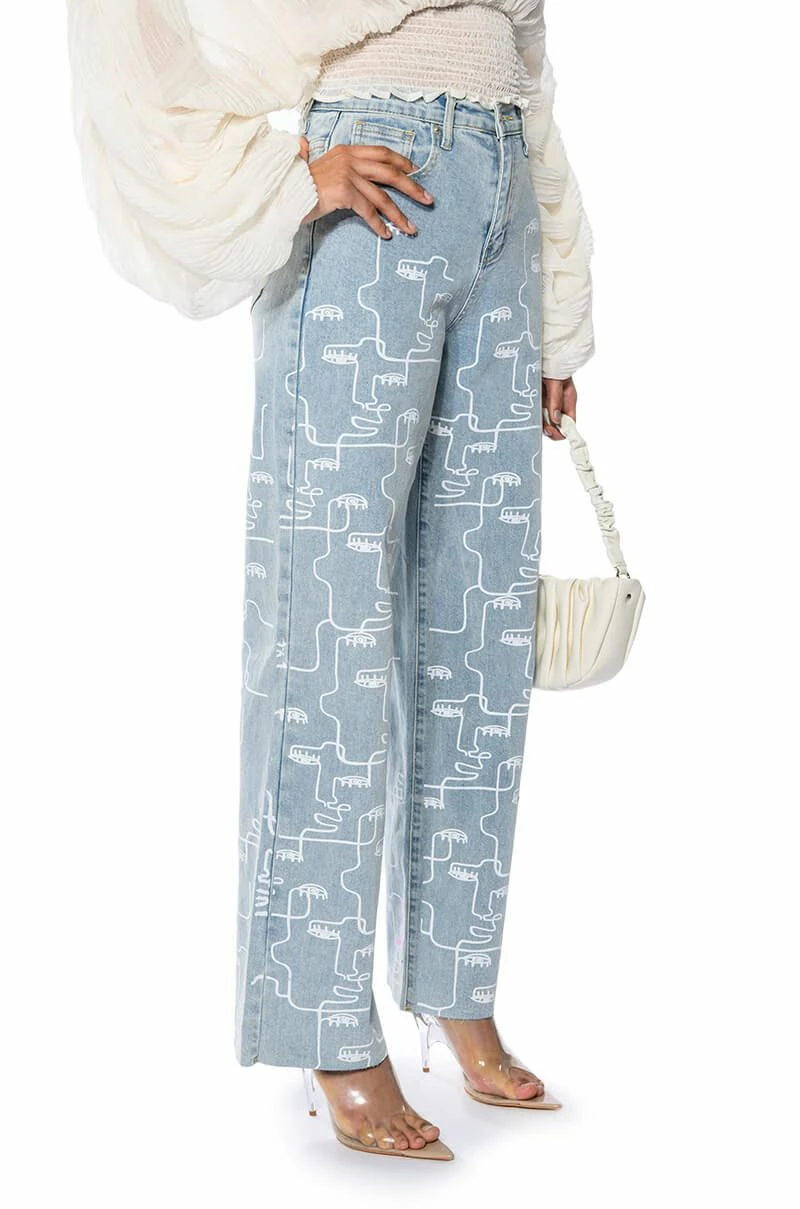 MULTIPLE FACES HIGH WAISTED STRAIGHT JEANS 2 MULTIPLE FACES HIGH WAISTED STRAIGHT JEANS - Image 2