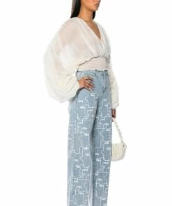 MULTIPLE FACES HIGH WAISTED STRAIGHT JEANS 11 MULTIPLE FACES HIGH WAISTED STRAIGHT JEANS -FINESSE-shop multiple faces high waisted straight jeans light blue denim 4 4