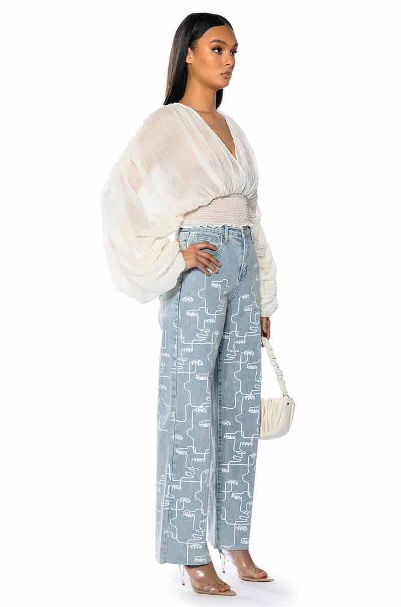MULTIPLE FACES HIGH WAISTED STRAIGHT JEANS 4 MULTIPLE FACES HIGH WAISTED STRAIGHT JEANS - Image 4