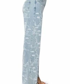 MULTIPLE FACES HIGH WAISTED STRAIGHT JEANS 13 MULTIPLE FACES HIGH WAISTED STRAIGHT JEANS -FINESSE-shop multiple faces high waisted straight jeans light blue denim 6 6