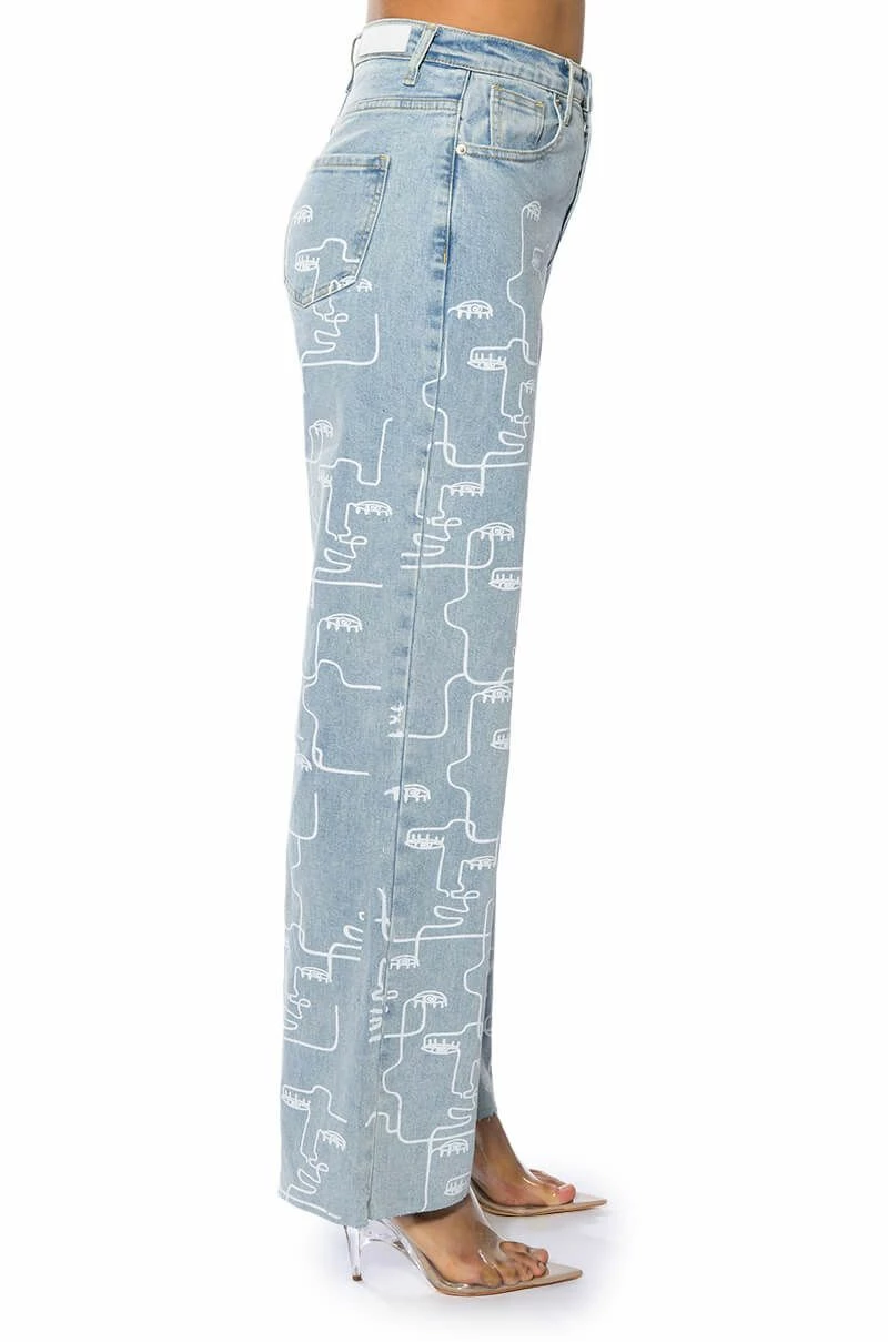 MULTIPLE FACES HIGH WAISTED STRAIGHT JEANS 6 MULTIPLE FACES HIGH WAISTED STRAIGHT JEANS - Image 6