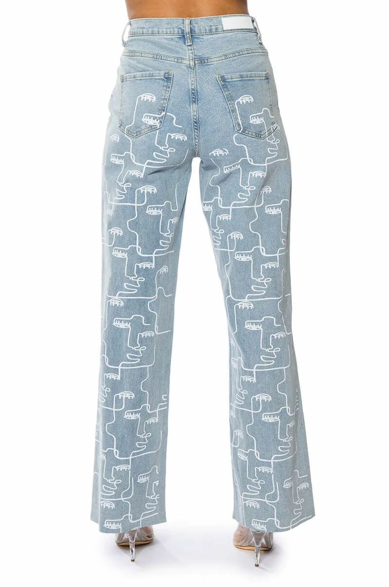 MULTIPLE FACES HIGH WAISTED STRAIGHT JEANS 7 MULTIPLE FACES HIGH WAISTED STRAIGHT JEANS - Image 7