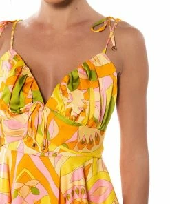 MY OWN STRIDE PATTERNED MINI ROMPER -FINESSE-shop my own stride patterned mini romper yellow multi 5 5