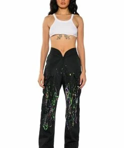 MY TIME PAINTED WIDE LEG PANTS 11 MY TIME PAINTED WIDE LEG PANTS -FINESSE-shop my time painted wide leg pants black multi 4 4