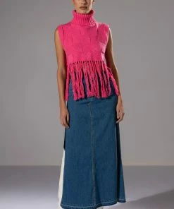 NATALIE DOUBLE SIDE SLIT DENIM SKIRT -FINESSE-shop natalie double side slit denim skirt medium blue denim 4 4