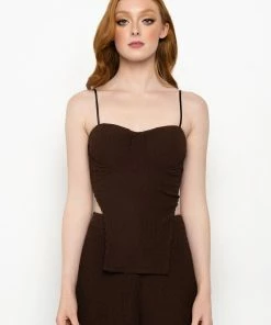 NBD CROPPED BUSTIER TANK -FINESSE-shop nbd cropped bustier tank brown 3 3