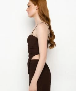 NBD CROPPED BUSTIER TANK -FINESSE-shop nbd cropped bustier tank brown 4 4