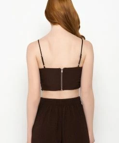NBD CROPPED BUSTIER TANK -FINESSE-shop nbd cropped bustier tank brown 5 5