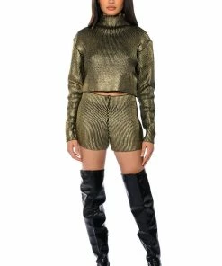 NEBULA COATED METALLIC KNIT SHORT -FINESSE-shop nebula coated metallic knit short multi 4 4