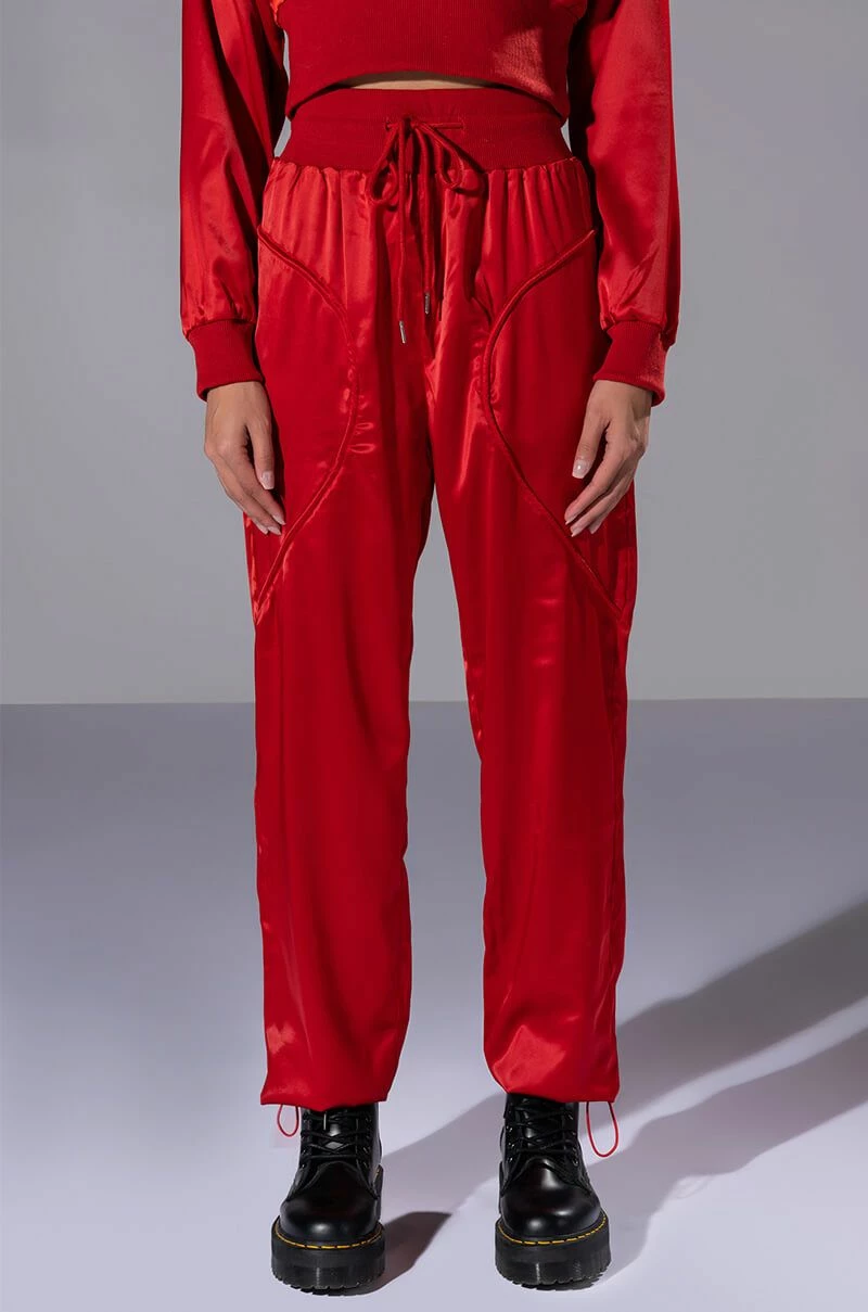 NEVER BORING SATIN DRAWSTRING JOGGER 1 NEVER BORING SATIN DRAWSTRING JOGGER