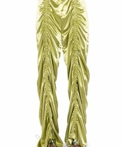 NEVER REGULAR CINCHED SATIN HIGH RISE PANTS -FINESSE-shop never regular cinched satin high rise pants green 6 6