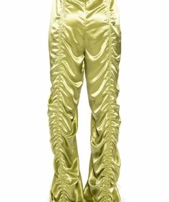 NEVER REGULAR CINCHED SATIN HIGH RISE PANTS -FINESSE-shop never regular cinched satin high rise pants green 8 8