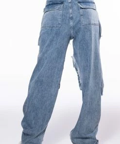 NEVER STRESSED DISTRESSED RELAXED FIT JEANS -FINESSE-shop never stressed distressed relaxed fit jeans light blue denim 5 5