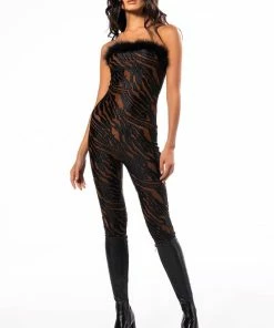 NEVERMIND FEATHER DETAIL JUMPSUIT