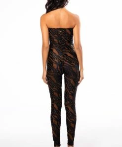 NEVERMIND FEATHER DETAIL JUMPSUIT -FINESSE-shop nevermind feather detail jumpsuit brown 5 5