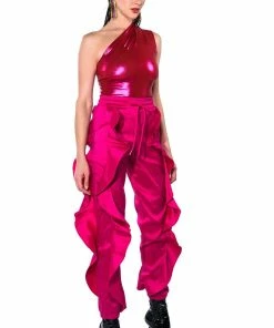 NEW ROMANTIC RUFFLE DETAILED JOGGER IN PINK 27 NEW ROMANTIC RUFFLE DETAILED JOGGER IN PINK -FINESSE-shop new romantic ruffle detailed jogger in pink pink 10 10 c1