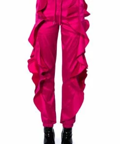 NEW ROMANTIC RUFFLE DETAILED JOGGER IN PINK 22 NEW ROMANTIC RUFFLE DETAILED JOGGER IN PINK -FINESSE-shop new romantic ruffle detailed jogger in pink pink 11 11