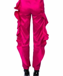 NEW ROMANTIC RUFFLE DETAILED JOGGER IN PINK 24 NEW ROMANTIC RUFFLE DETAILED JOGGER IN PINK -FINESSE-shop new romantic ruffle detailed jogger in pink pink 13 13