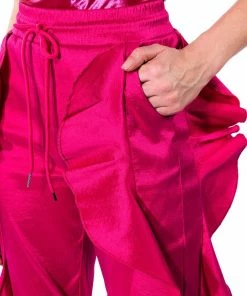 NEW ROMANTIC RUFFLE DETAILED JOGGER IN PINK 25 NEW ROMANTIC RUFFLE DETAILED JOGGER IN PINK -FINESSE-shop new romantic ruffle detailed jogger in pink pink 14 14