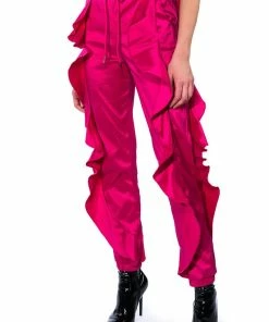 NEW ROMANTIC RUFFLE DETAILED JOGGER IN PINK 20 NEW ROMANTIC RUFFLE DETAILED JOGGER IN PINK -FINESSE-shop new romantic ruffle detailed jogger in pink pink 7 7