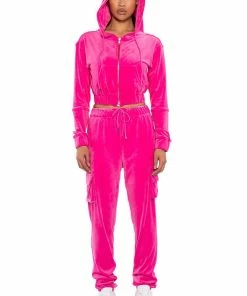NEW RULES VELVET CARGO JOGGER -FINESSE-shop new rules velvet cargo jogger pink 4 4