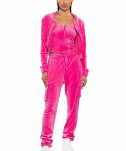 NEW RULES VELVET CARGO JOGGER -FINESSE-shop new rules velvet cargo jogger pink 5 5