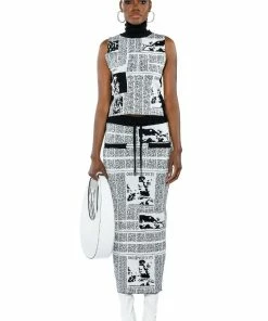 NEWSWORTHY KNIT MAXI SKIRT -FINESSE-shop newsworthy knit maxi skirt black multi 6 6