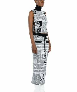 NEWSWORTHY KNIT MAXI SKIRT -FINESSE-shop newsworthy knit maxi skirt black multi 7 7