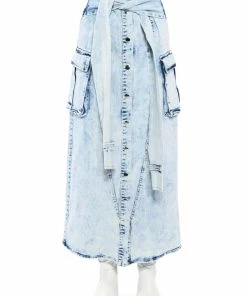 NEXT UP BLEACHED DENIM MAXI SKIRT -FINESSE-shop next up bleached denim maxi skirt light blue denim 4 4