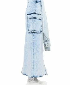 NEXT UP BLEACHED DENIM MAXI SKIRT -FINESSE-shop next up bleached denim maxi skirt light blue denim 6 6