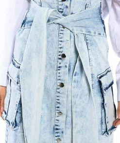 NEXT UP BLEACHED DENIM MAXI SKIRT -FINESSE-shop next up bleached denim maxi skirt light blue denim 8 8