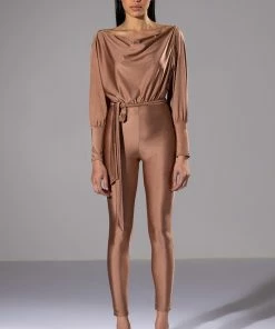 STAR STRETCH TIE FRONT JUMPSUIT