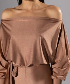 STAR STRETCH TIE FRONT JUMPSUIT -FINESSE-shop no concerns tie front jumpsuit taupe 5 5