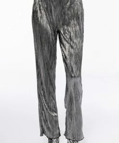NOEL PLEATED METALLIC PALAZZO PANT 9 NOEL PLEATED METALLIC PALAZZO PANT -FINESSE-shop noel pleated metallic palazzo pant silver 3 3