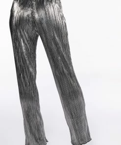 NOEL PLEATED METALLIC PALAZZO PANT 11 NOEL PLEATED METALLIC PALAZZO PANT -FINESSE-shop noel pleated metallic palazzo pant silver 5 5