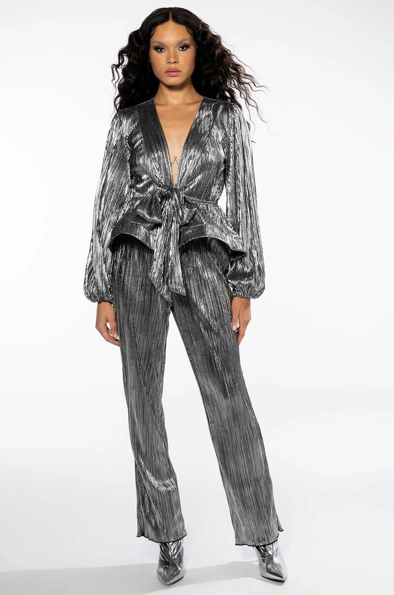 NOEL PLEATED METALLIC PALAZZO PANT 7 NOEL PLEATED METALLIC PALAZZO PANT - Image 7