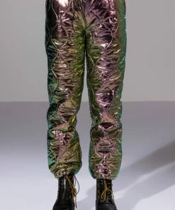 NOT A CARE METALLIC QUILTED PANT -FINESSE-shop not a care metallic quilted pant black 5 5