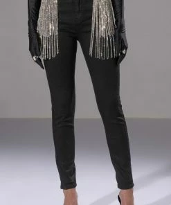 NOTHIN BETTER RHINESTONE POCKET SKINNY JEANS