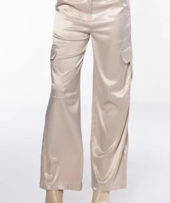 NOTHING BUT TROUBLE SATIN CARGO PANT -FINESSE-shop nothing but trouble satin cargo pant ivory 3 3