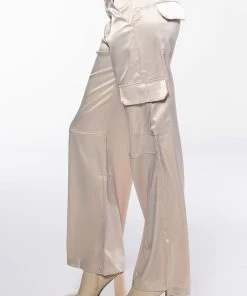 NOTHING BUT TROUBLE SATIN CARGO PANT -FINESSE-shop nothing but trouble satin cargo pant ivory 4 4