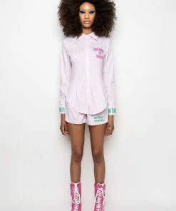 NOTHING TO WEAR STRIPED POPLIN SHORTS -FINESSE-shop nothing to wear striped poplin shorts pink 9 9