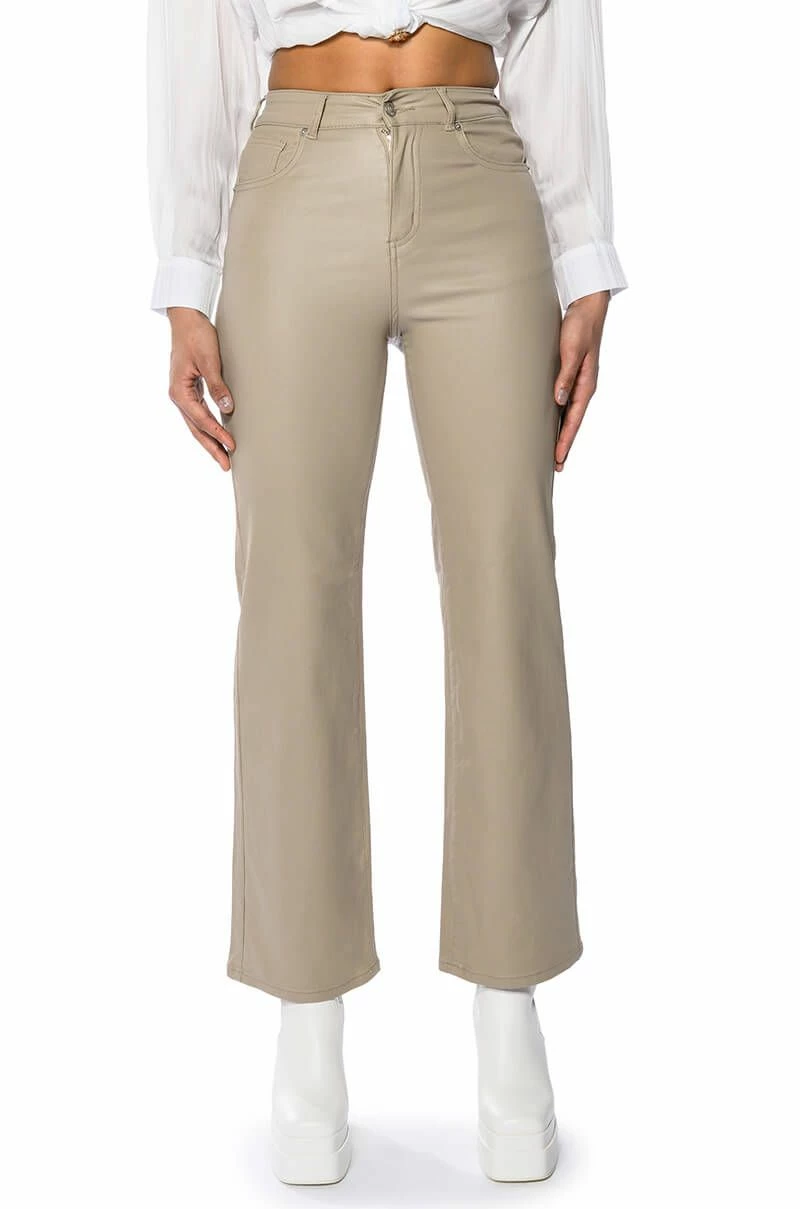 OFF DUTY FAUX LEATHER COATED STRAIGHT LEG PANT 1 OFF DUTY FAUX LEATHER COATED STRAIGHT LEG PANT