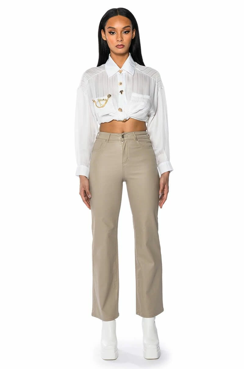 OFF DUTY FAUX LEATHER COATED STRAIGHT LEG PANT 3 OFF DUTY FAUX LEATHER COATED STRAIGHT LEG PANT - Image 3