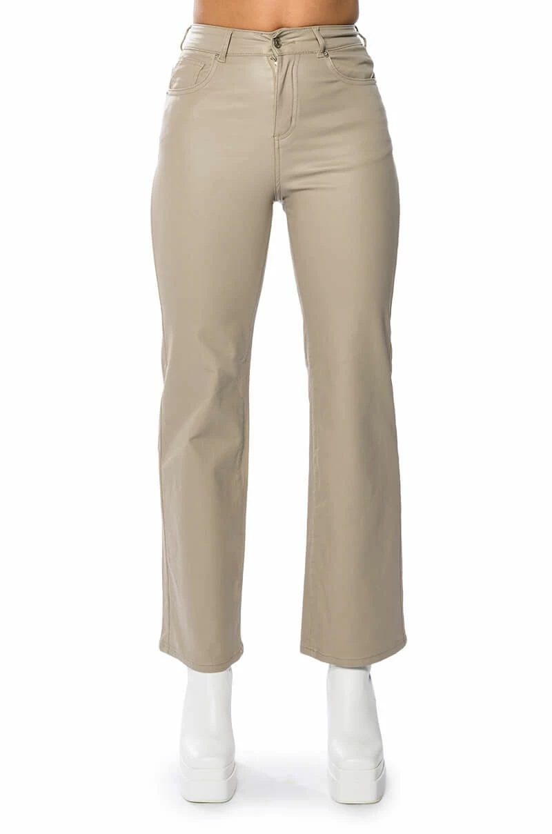 OFF DUTY FAUX LEATHER COATED STRAIGHT LEG PANT 5 OFF DUTY FAUX LEATHER COATED STRAIGHT LEG PANT - Image 5