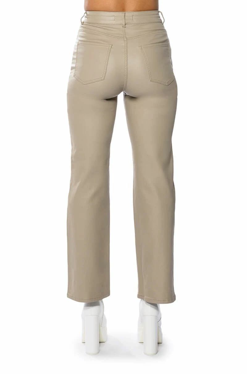OFF DUTY FAUX LEATHER COATED STRAIGHT LEG PANT 7 OFF DUTY FAUX LEATHER COATED STRAIGHT LEG PANT - Image 7