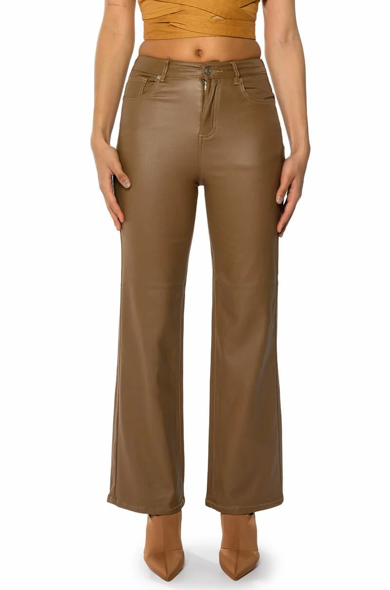OFF DUTY FLEECE LINED LEATHER LOOK COATED STRAIGHT LEG PANT 1 OFF DUTY FLEECE LINED LEATHER LOOK COATED STRAIGHT LEG PANT