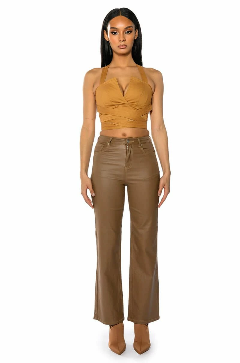 OFF DUTY FLEECE LINED LEATHER LOOK COATED STRAIGHT LEG PANT 2 OFF DUTY FLEECE LINED LEATHER LOOK COATED STRAIGHT LEG PANT - Image 2