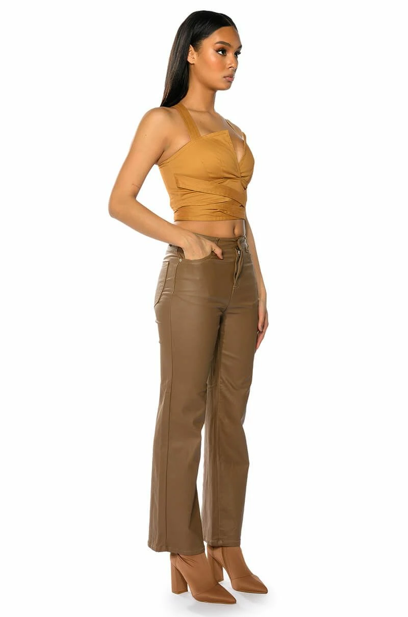 OFF DUTY FLEECE LINED LEATHER LOOK COATED STRAIGHT LEG PANT 3 OFF DUTY FLEECE LINED LEATHER LOOK COATED STRAIGHT LEG PANT - Image 3