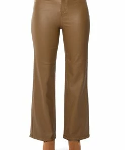 OFF DUTY FLEECE LINED LEATHER LOOK COATED STRAIGHT LEG PANT 10 OFF DUTY FLEECE LINED LEATHER LOOK COATED STRAIGHT LEG PANT -FINESSE-shop off duty fleece lined leather look coated straight leg pant brown 4 4